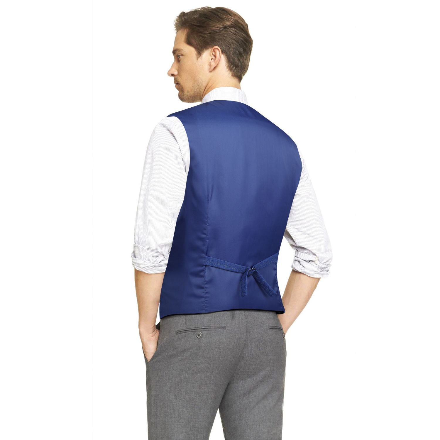 Plaid Slim Vest - A-ROYAL BLUE