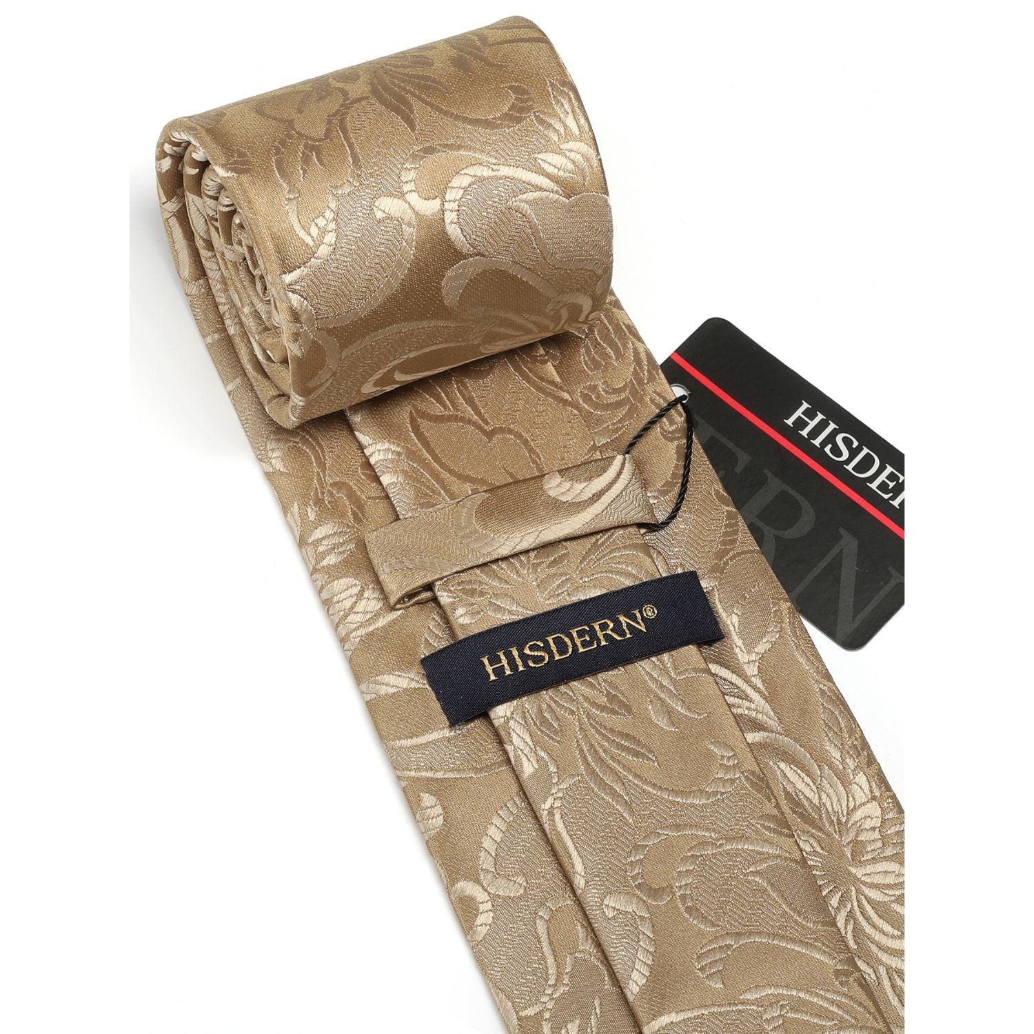 Floral Tie Handkerchief Set - 03A-GOLD4