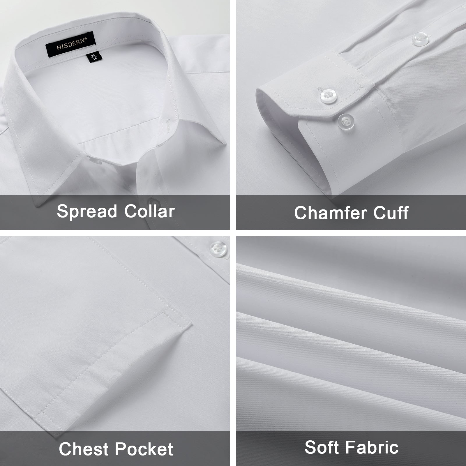 Men's Shirt with Tie Handkerchief Set - 02-WHITE/NAVY