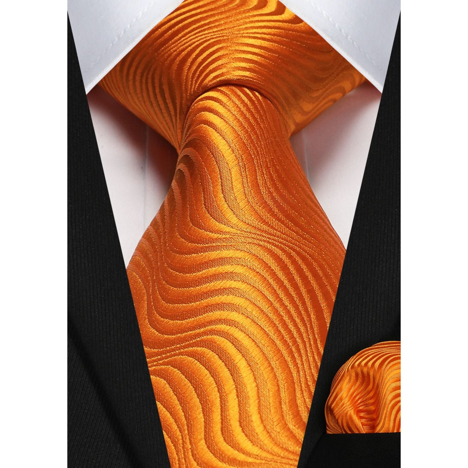 Houndstooth Tie Handkerchief Set - D-04 ORANGE