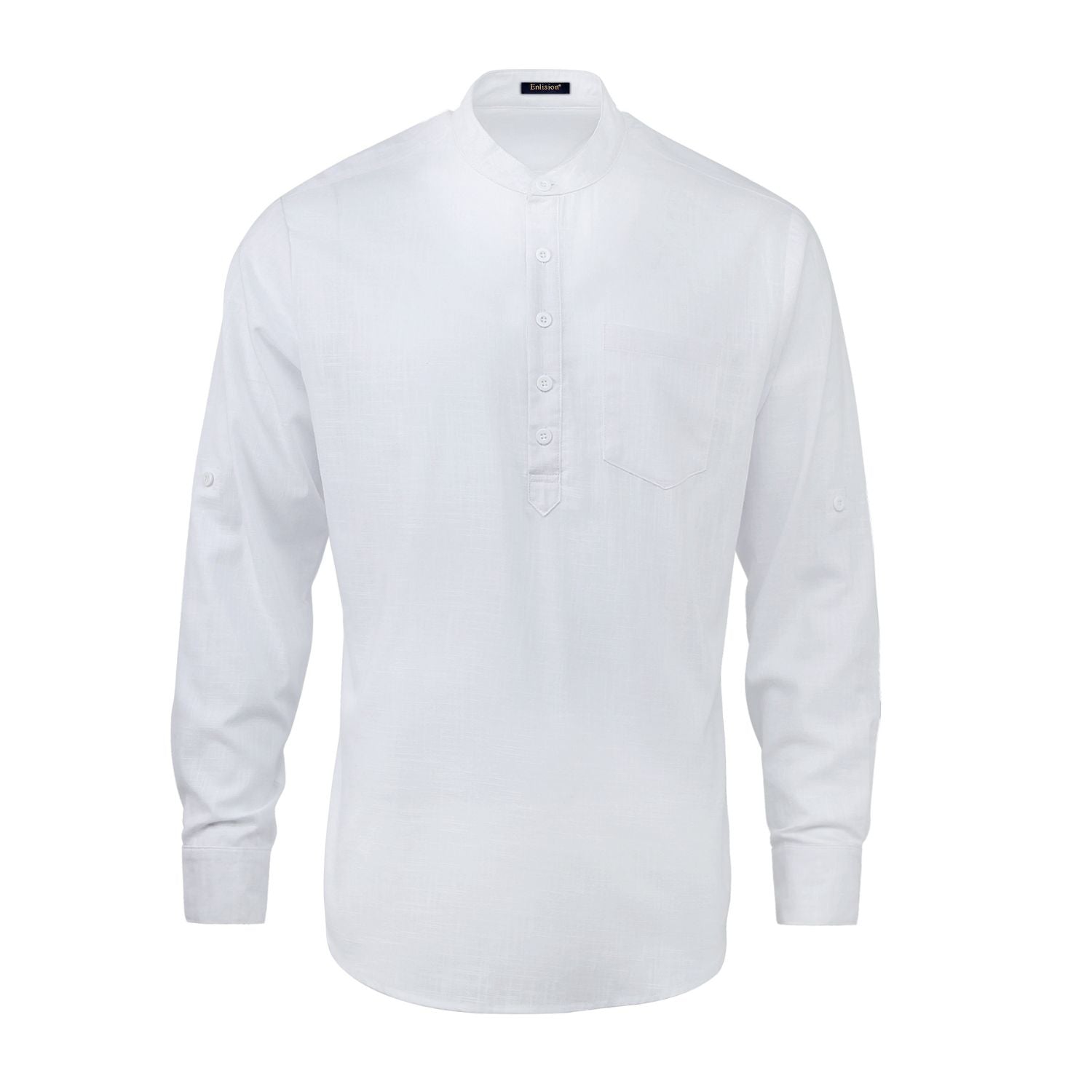 white christmas dresses Hisdern Men's White Dress Shirt with Contrast Collar for Casual M main image 1