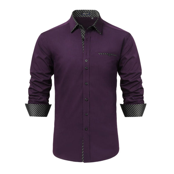 Casual Formal Shirt with Pocket - PURPLE