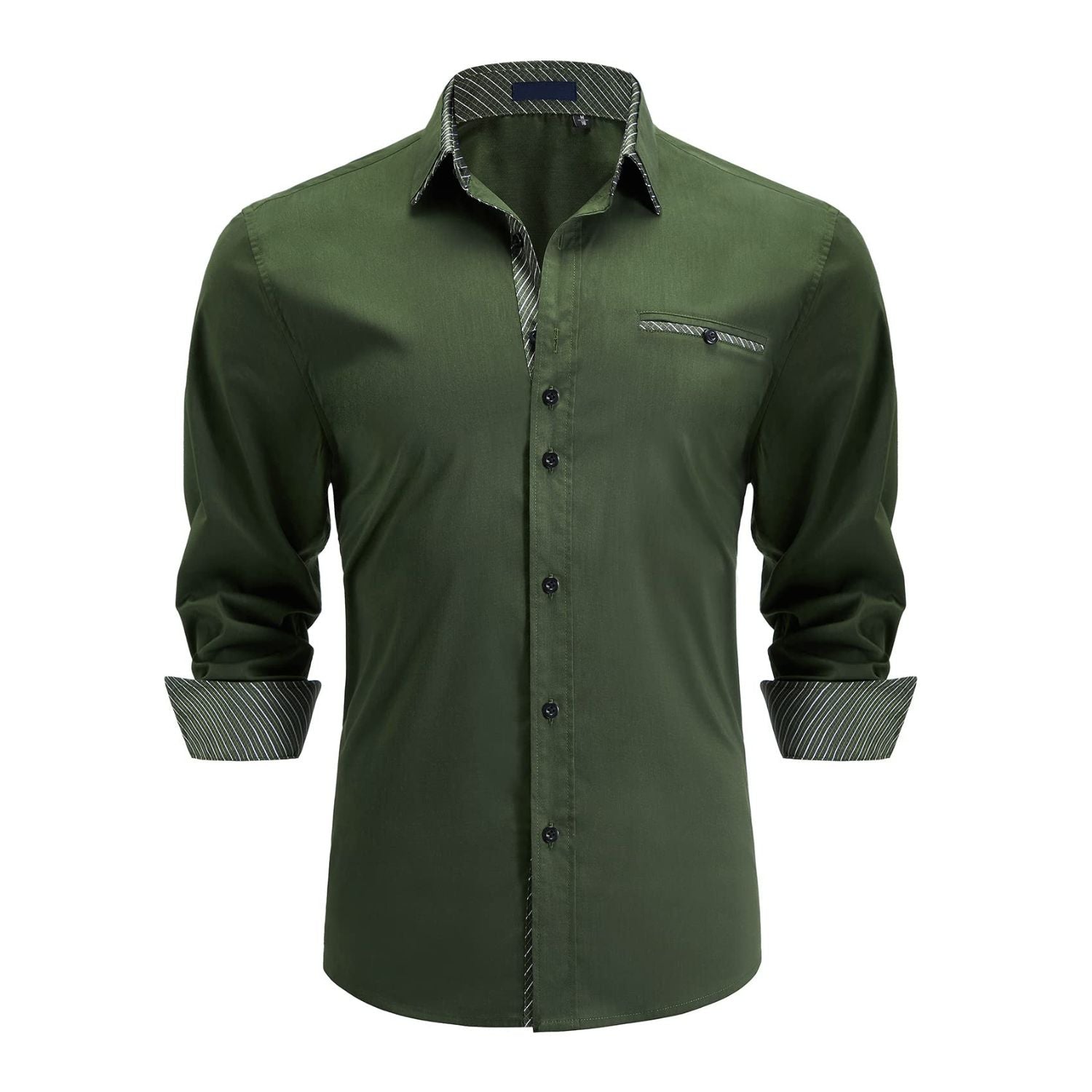 Hisdern Men's Green Dress Shirt with Contrast Collar for Casual 2XL Hisdern Men's Green Dress Shirt with Contrast Collar for Casual 2XL