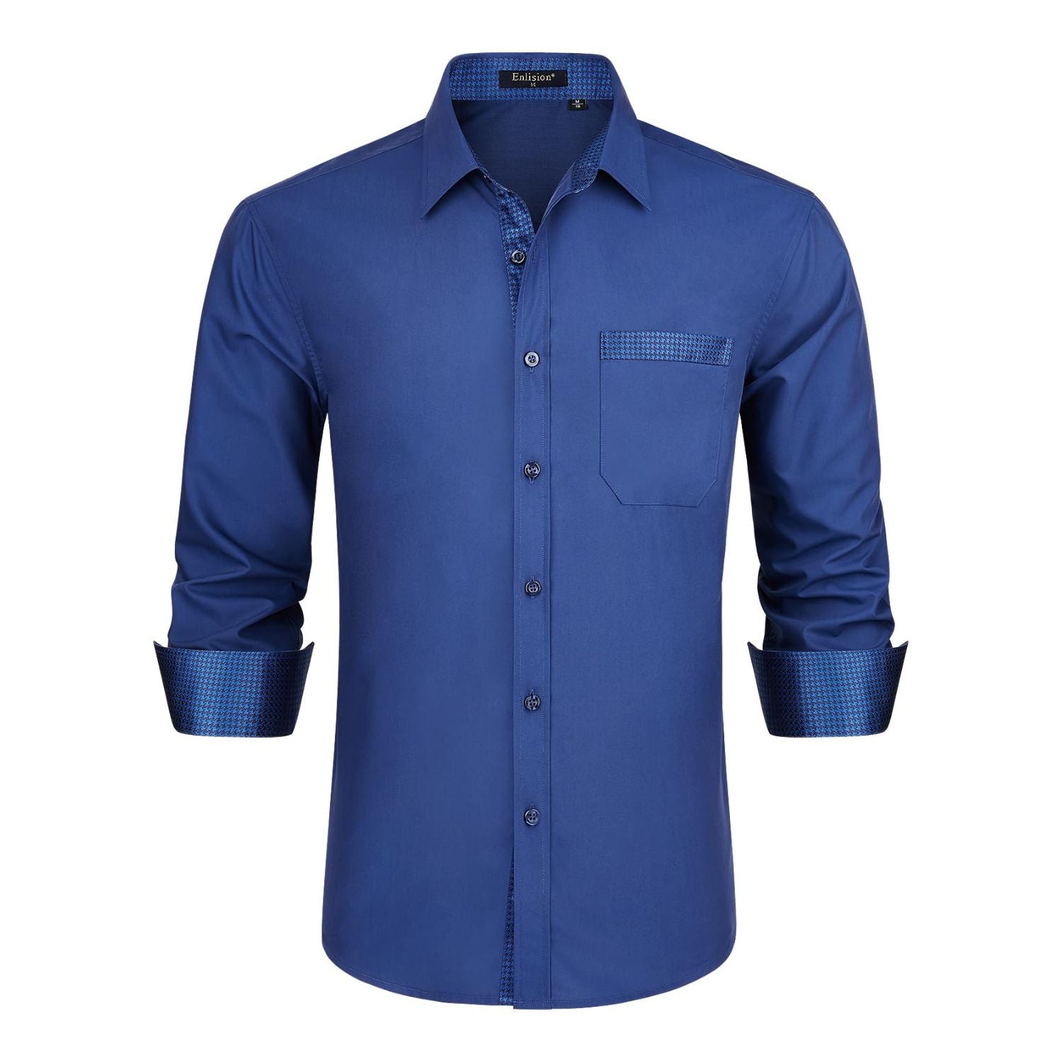 Hisdern Men's Blue Dress Shirt with Contrast Collar for Casual S Hisdern Men's Blue Dress Shirt with Contrast Collar for Casual S