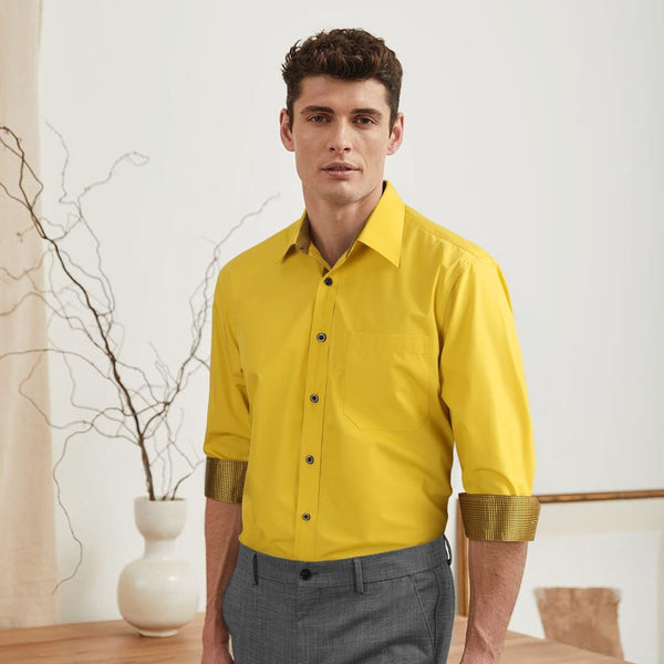 Casual Formal Shirt with Pocket - 03-YELLOW