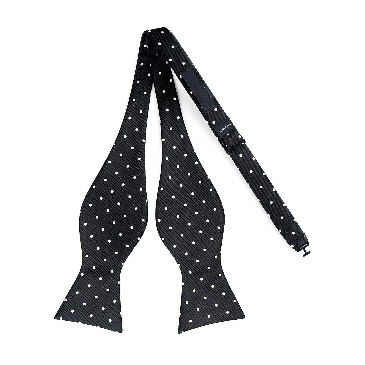 Polka Dots Bow Tie & Pocket Square - B-BLACK/SILVER