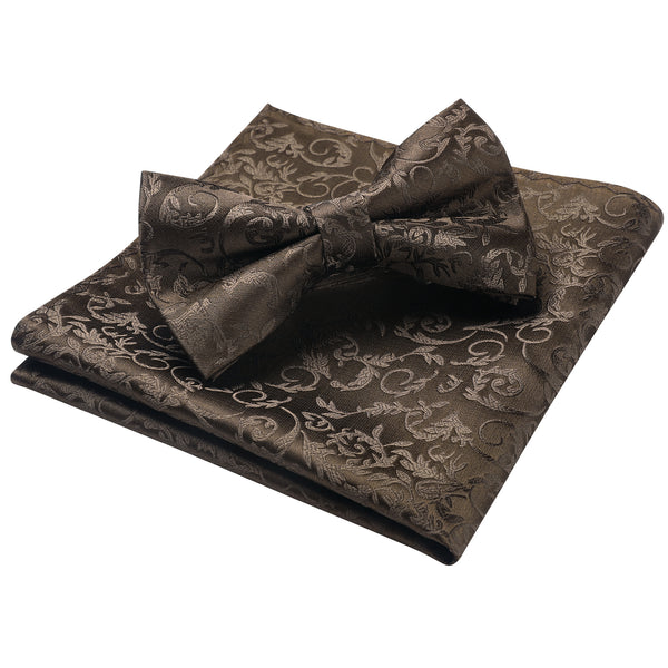 Floral Bow Tie & Pocket Square - BROWN