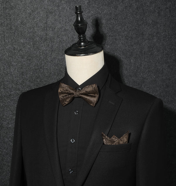 Floral Bow Tie & Pocket Square - BROWN