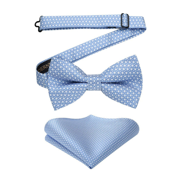 Houndstooth Pre-Tied Bow Tie - 01-BLUE