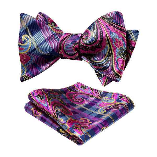 Floral Bow Tie & Pocket Square - A-B PINK PAISLEY