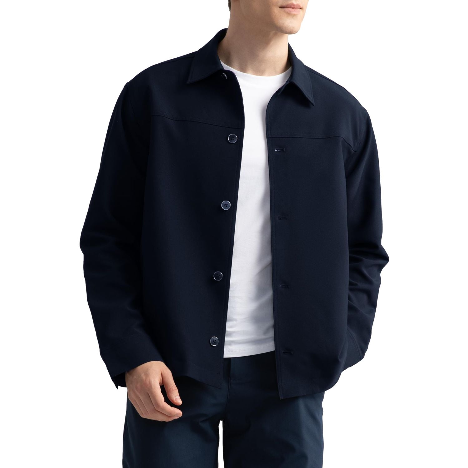 Hisdern Flex 531 Men's Button Down Navy Blue Shirt Jacket for Casual Gathering XL Hisdern Flex 531 Men's Button Down Navy Blue Shirt Jacket for Casual Gathering XL