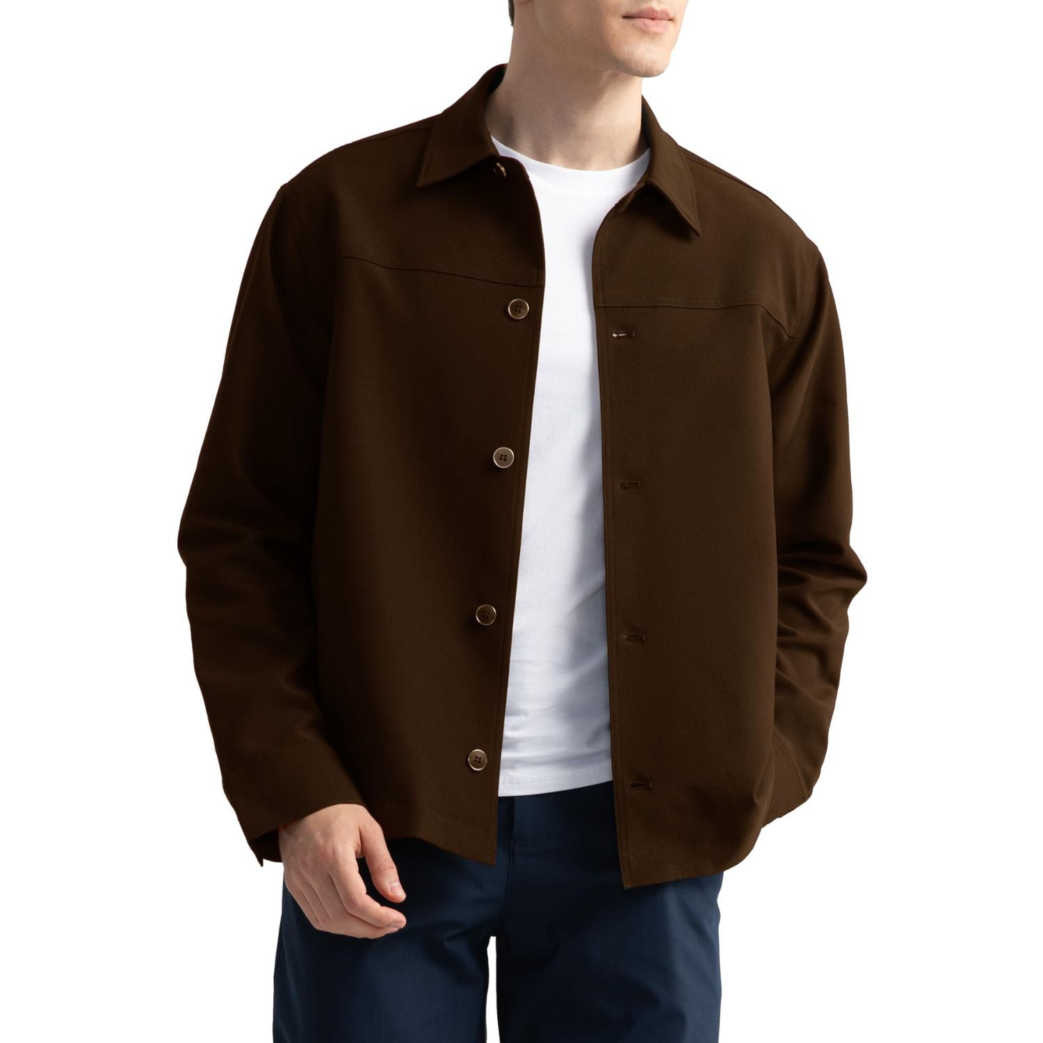 jacket dress shirt Hisdern Flex 531 Men's Button Down Navy Blue Shirt Jacket for Casual Gathering