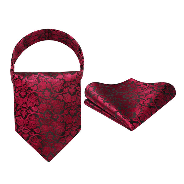 Floral Ascot Handkerchief Set - A-02 RED
