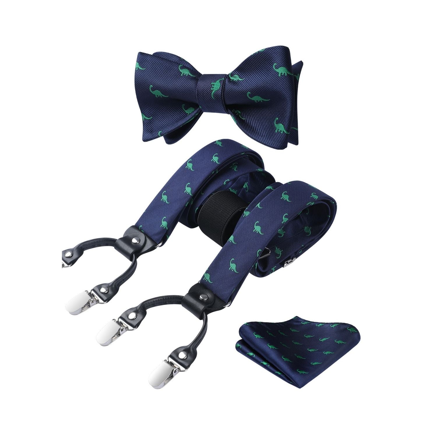 Blue Paisley Bow Tie and Suspenders Set