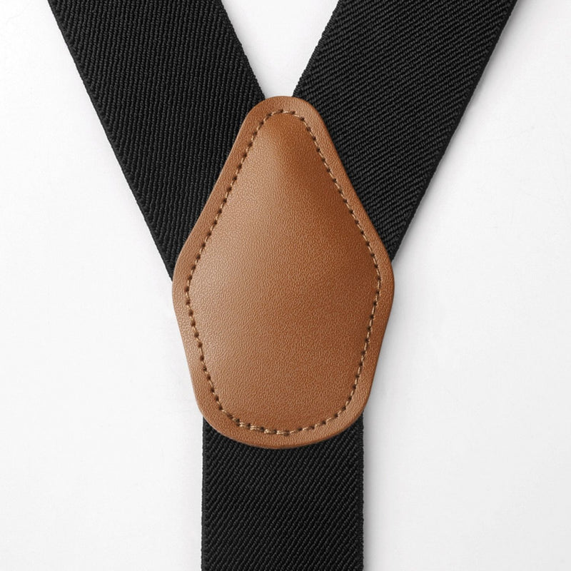 Y-shaped Adjustable Suspender with 4 Clips - 10 BLACK