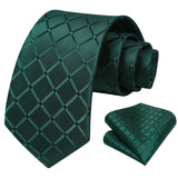 Plaid Tie Handkerchief Set - GREEN