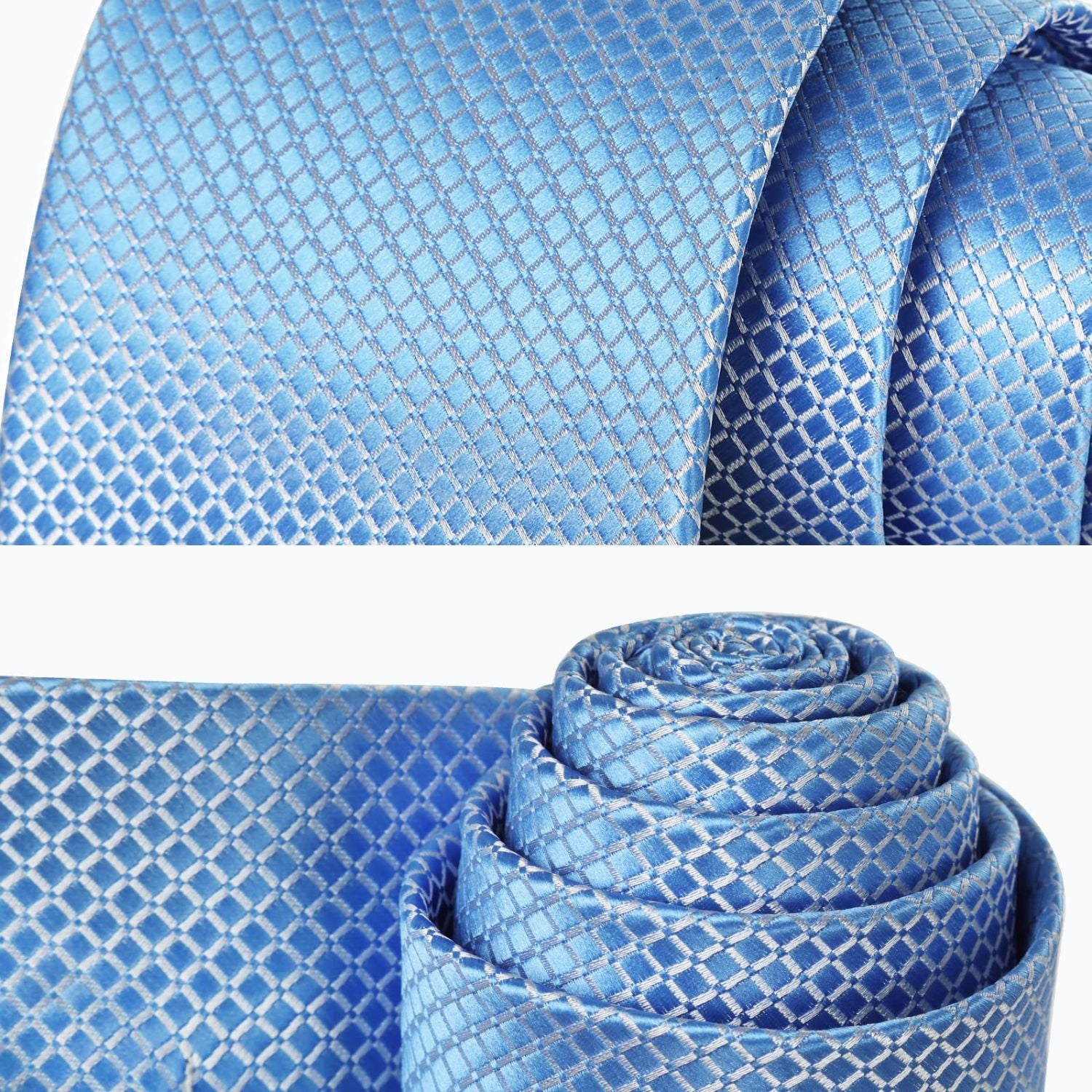 Plaid Tie Handkerchief Set - C6-BLUE