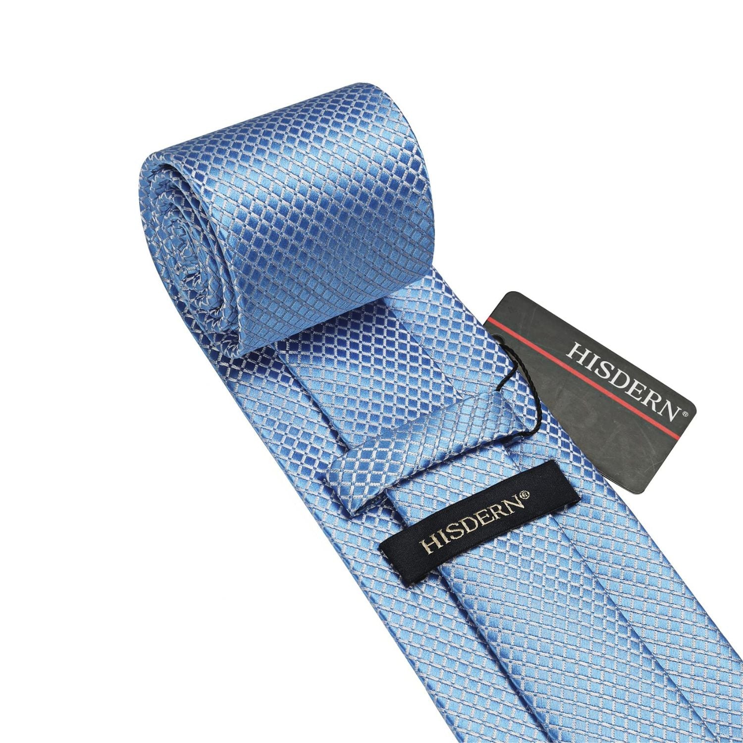 Plaid Tie Handkerchief Set - C6-BLUE