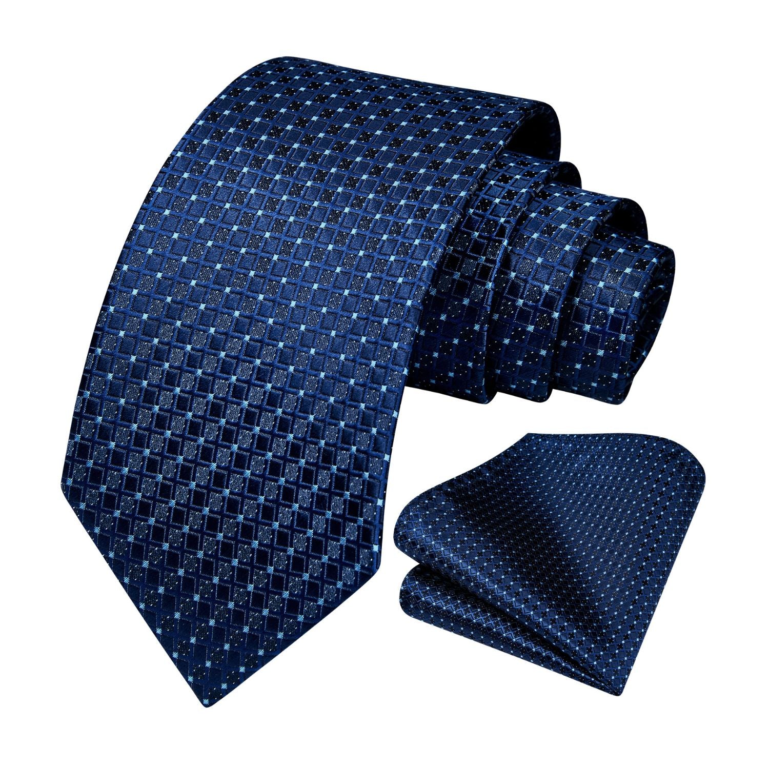 Men's Plaid Tie Handkerchief Set - C3- HOT PINK