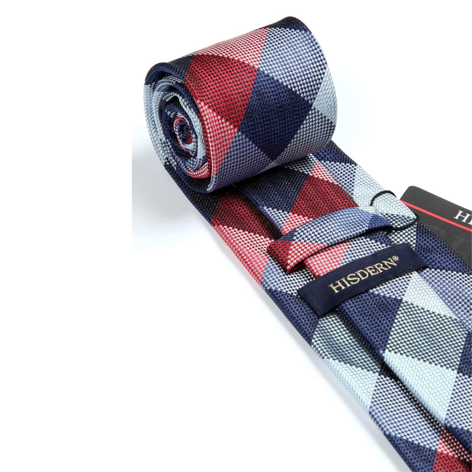 Plaid Tie Handkerchief Set - B-BLUE/RED/WHITE