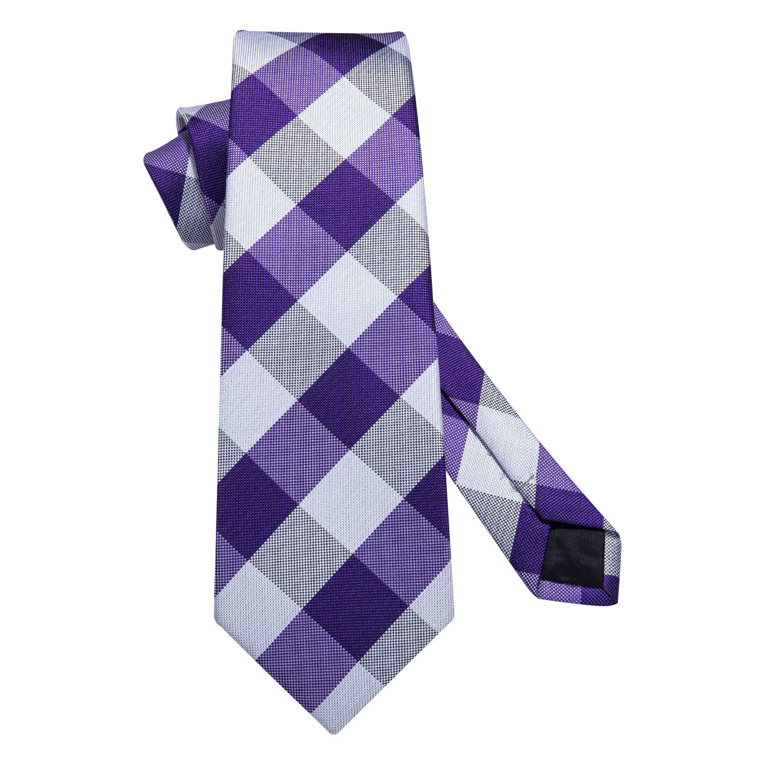 Plaid Tie Handkerchief Set - C-PURPLE