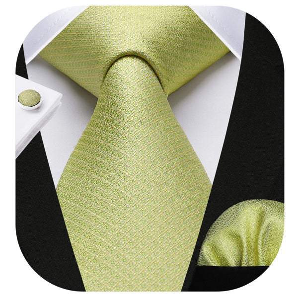 Houndstooth Tie Handkerchief Cufflinks - AVOCADO