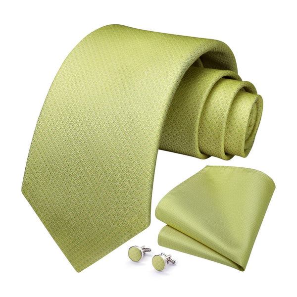 Houndstooth Tie Handkerchief Cufflinks - AVOCADO