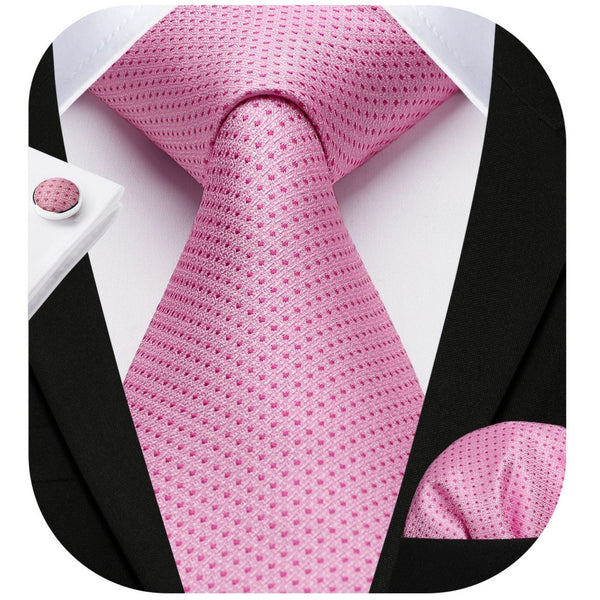 Houndstooth Tie Handkerchief Cufflinks - B-PINK