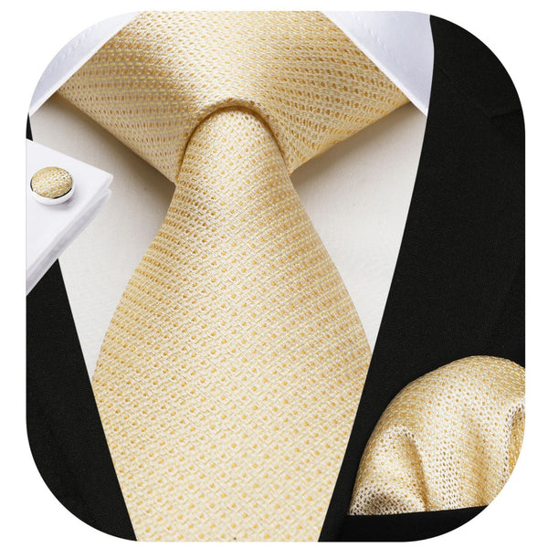 Houndstooth Tie Handkerchief Cufflinks - BEIGE