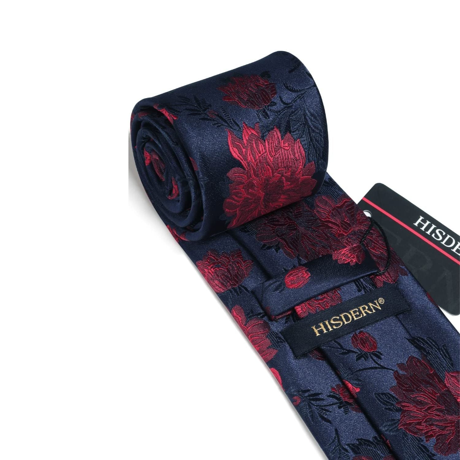 Floral Tie Handkerchief Set - 10-RED