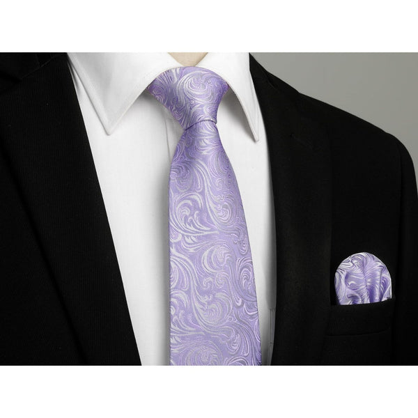 Paisley Tie Handkerchief Set - D5-PURPLE