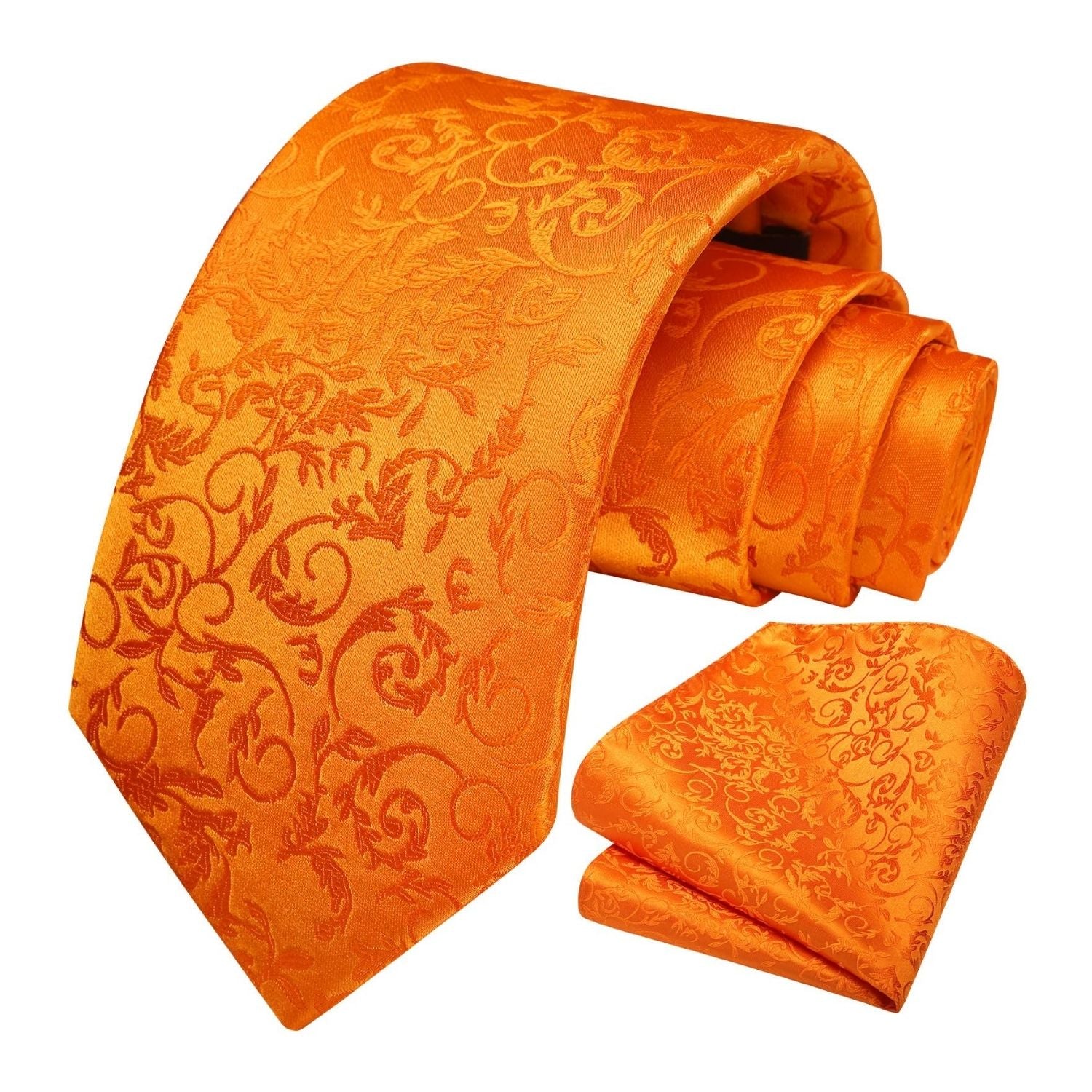 Floral Tie Handkerchief Set - ORANGE FLORAL-12