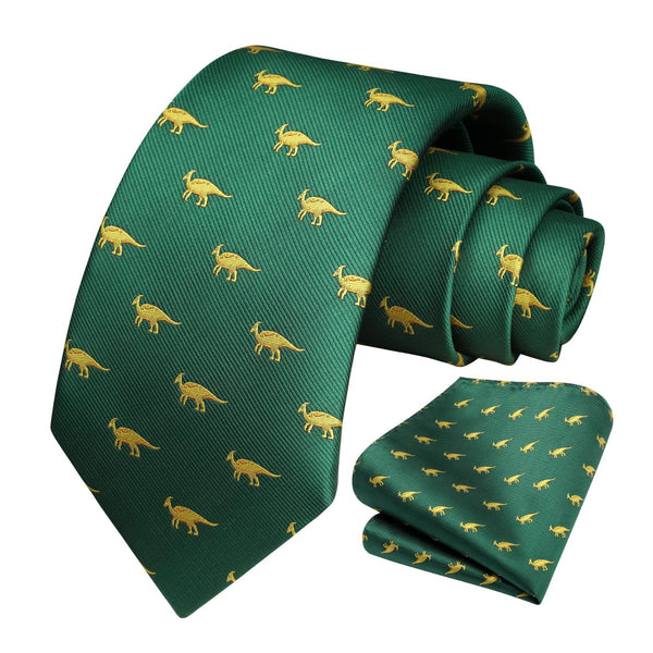 Dinosaur Tie Handkerchief Set - GREEN-4