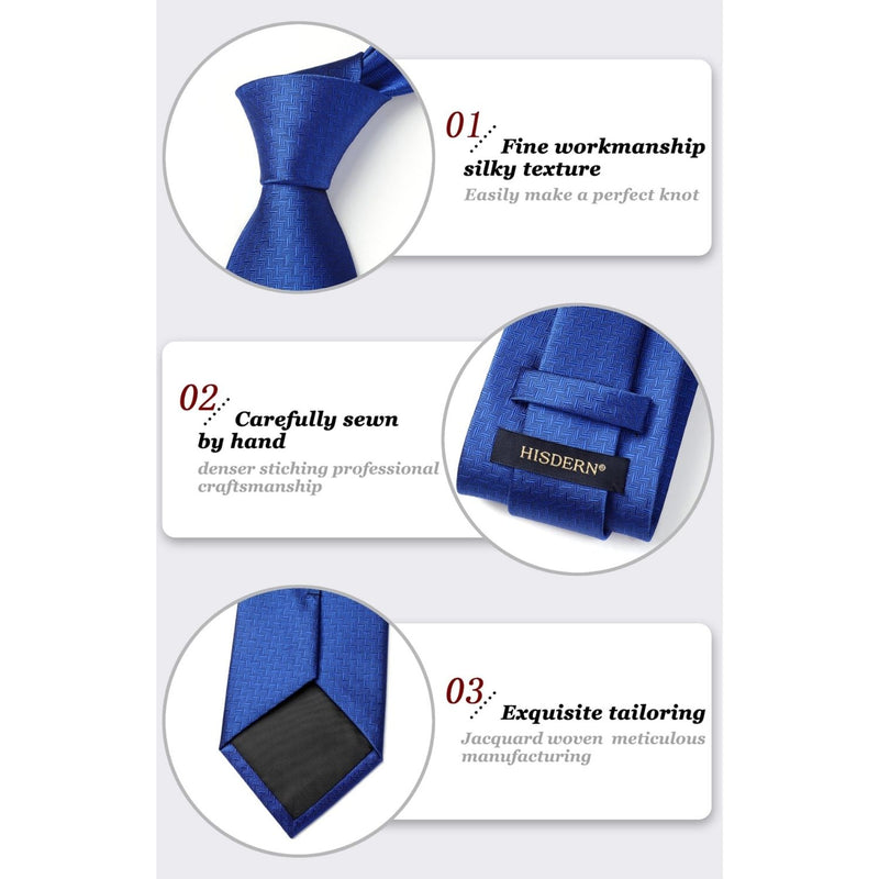 Houndstooth Tie Handkerchief Set - D3 ROYAL BLUE