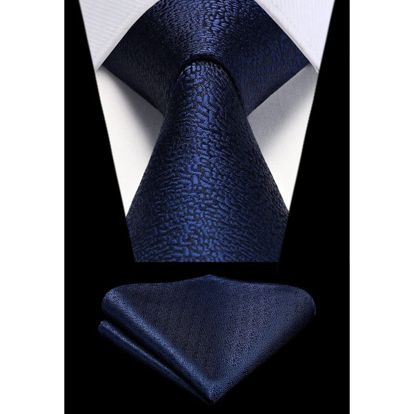 Houndstooth Tie Handkerchief Set - D4 NAVY BLUE