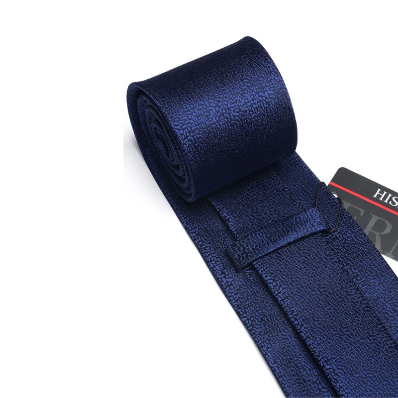 Houndstooth Tie Handkerchief Set - D4 NAVY BLUE