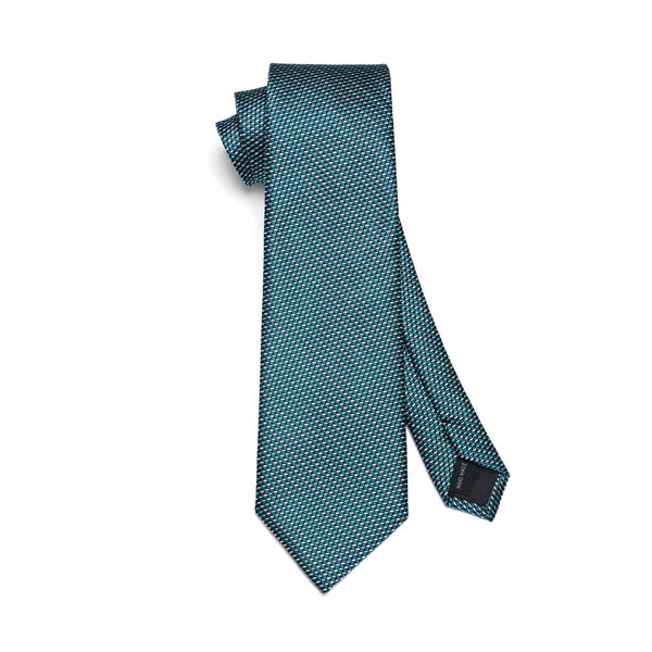 Men's Plaid Tie Handkerchief Set - TEAL BLUE