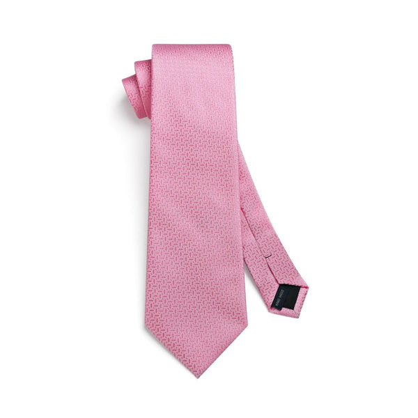 Houndstooth Tie Handkerchief Set - B2-PINK