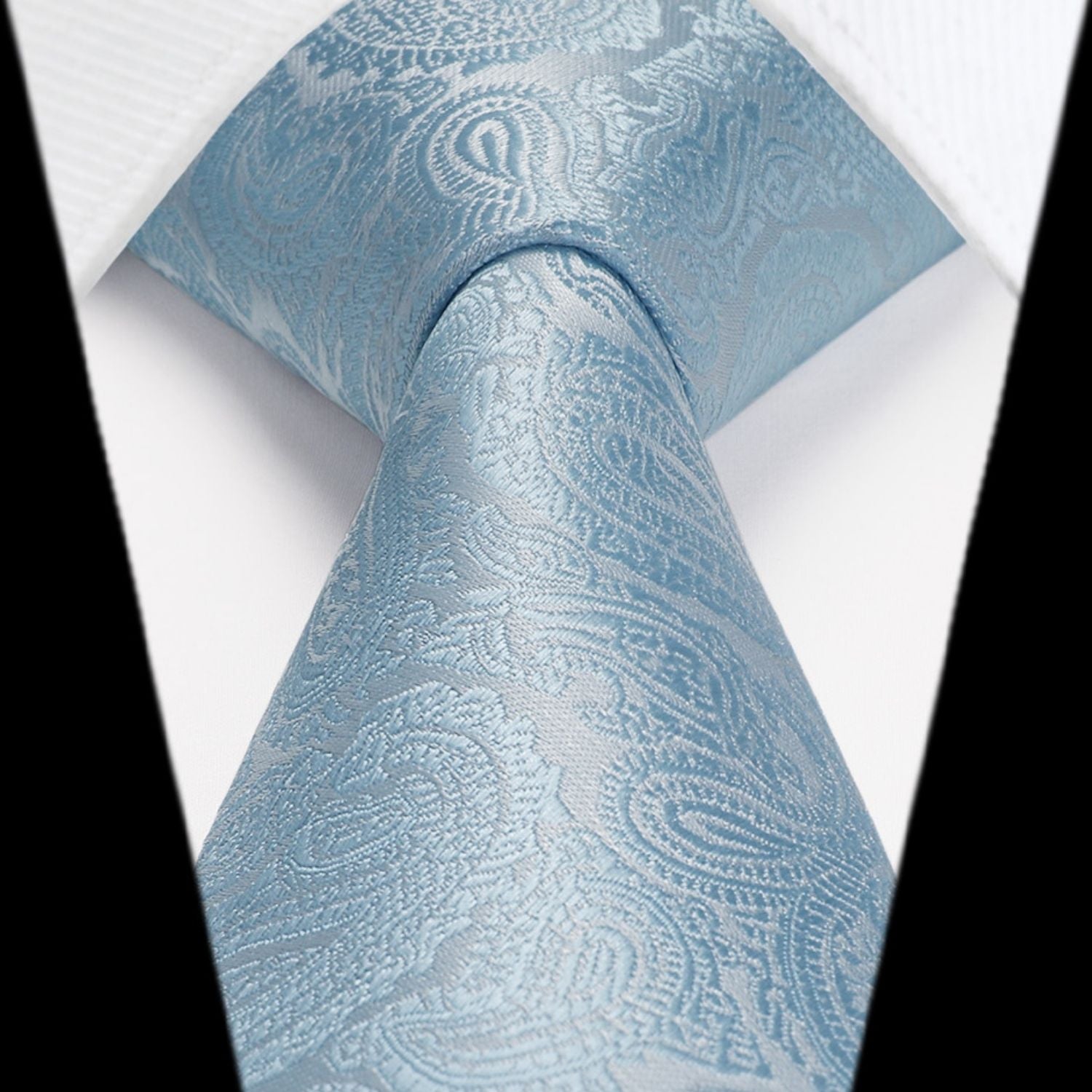 Paisley Extra Long Tie Handkerchief Set - D1-BABY BLUE