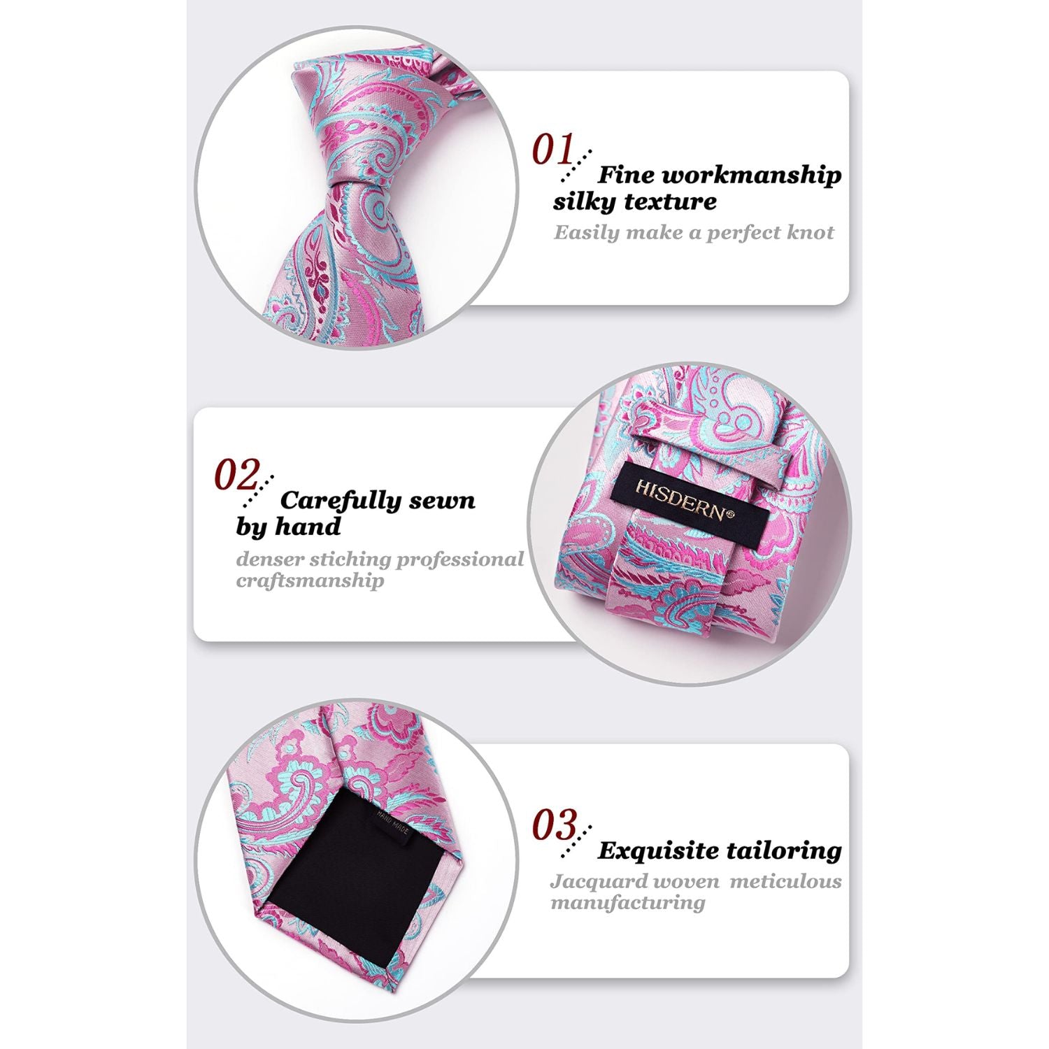 Paisley Tie Handkerchief Set - PINK-PAISLEY