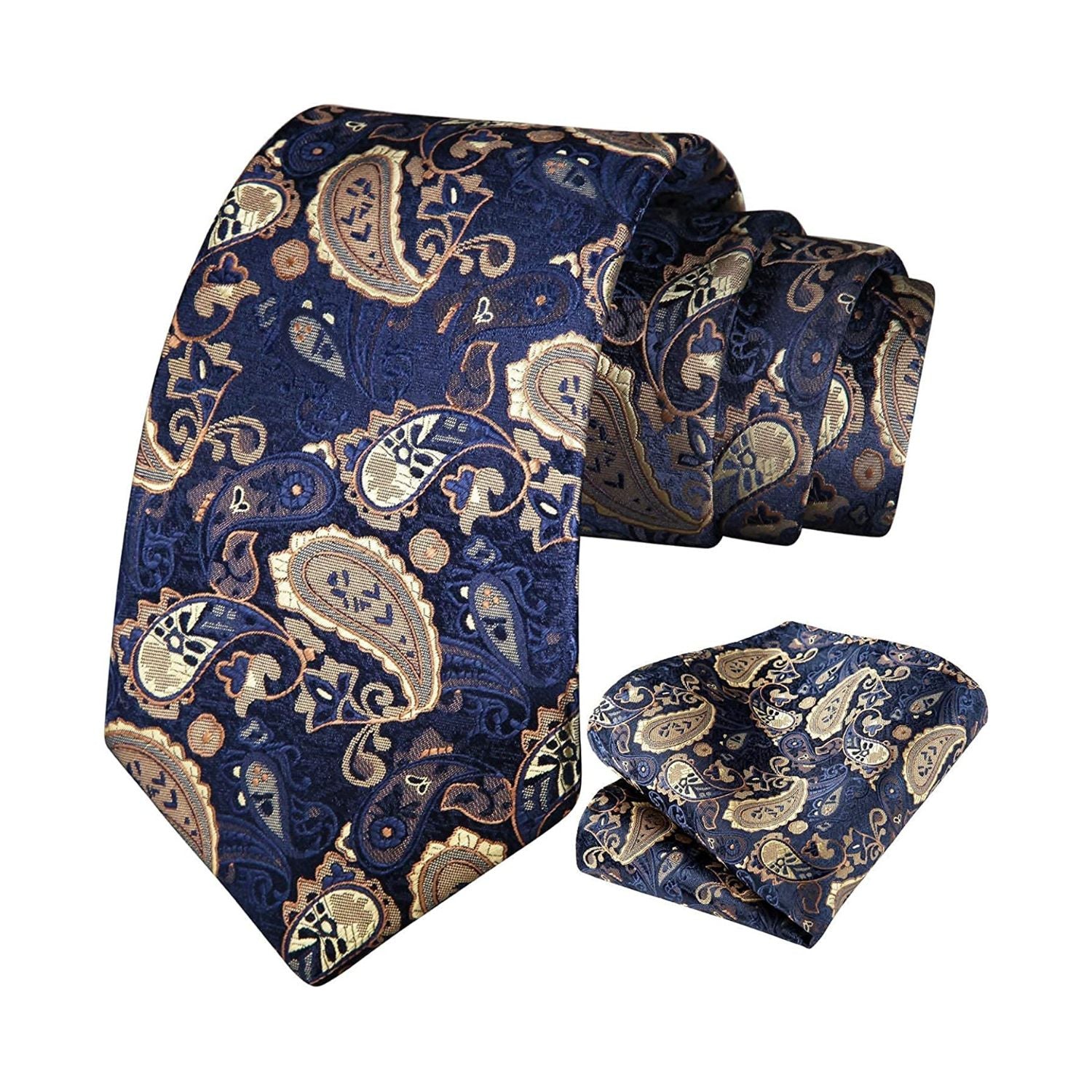 Paisley Floral Tie Handkerchief Set - BROWN/PURPLE