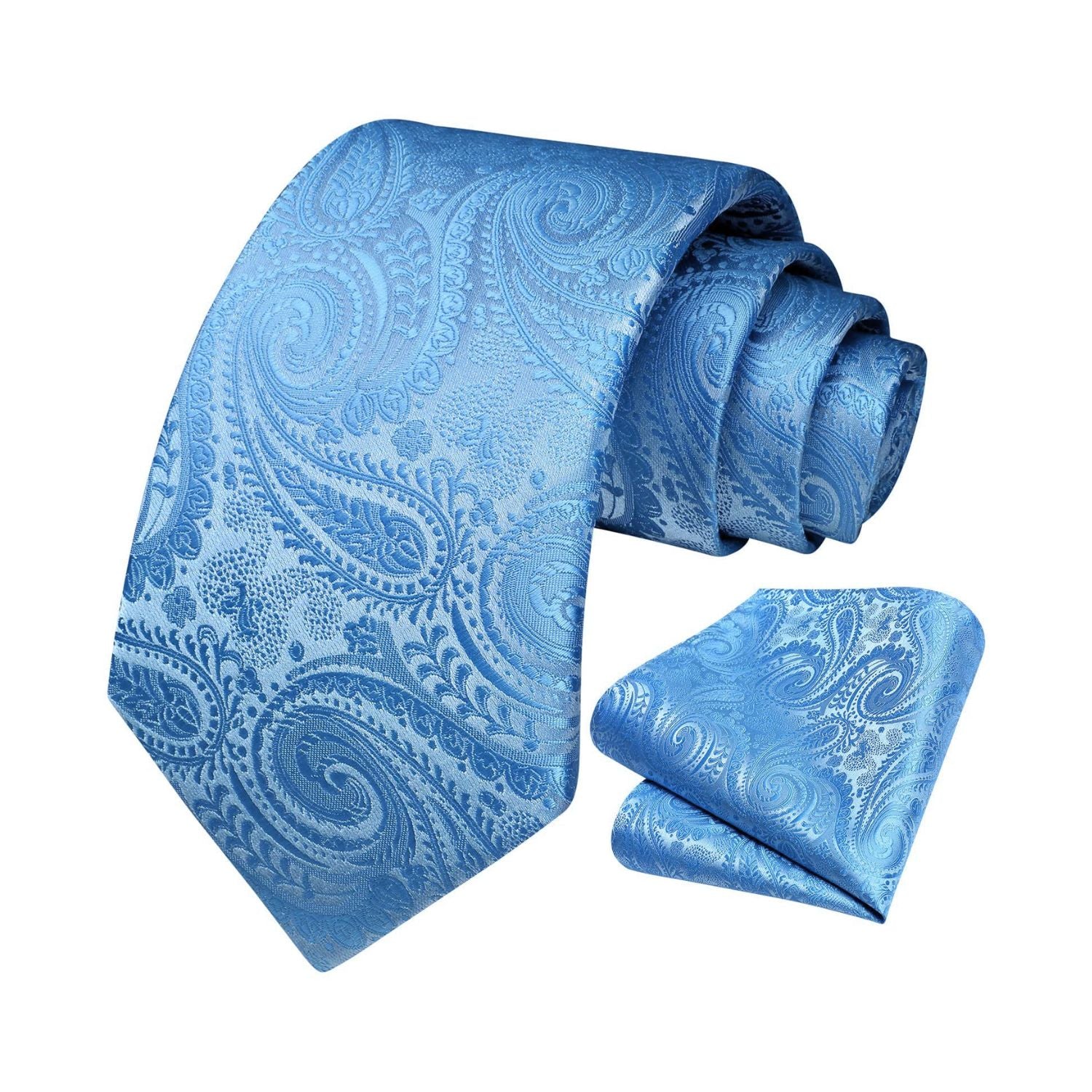 Paisley Tie Handkerchief Set - D6-LIGHT BLUE