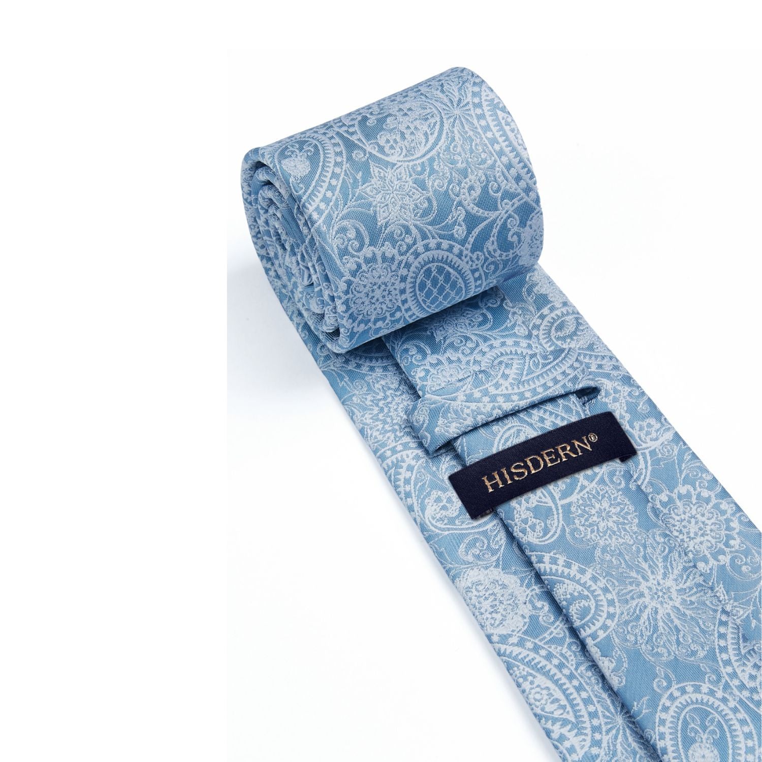 Hisdern Blue Paisley Tie Set For Groomsmen