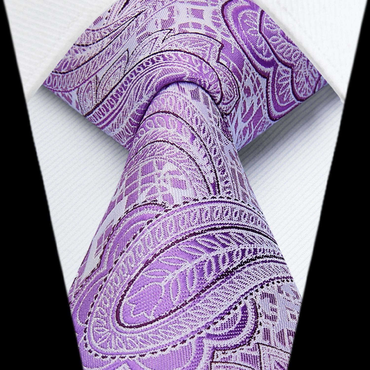 Hisdern Purple Paisley Tie Set For Groomsmen