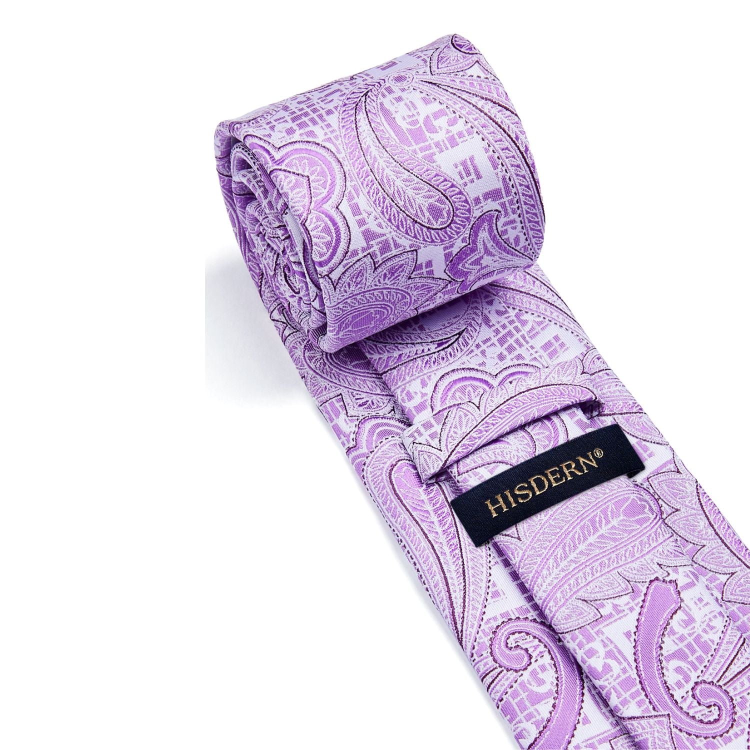Hisdern Purple Paisley Tie Set For Groomsmen