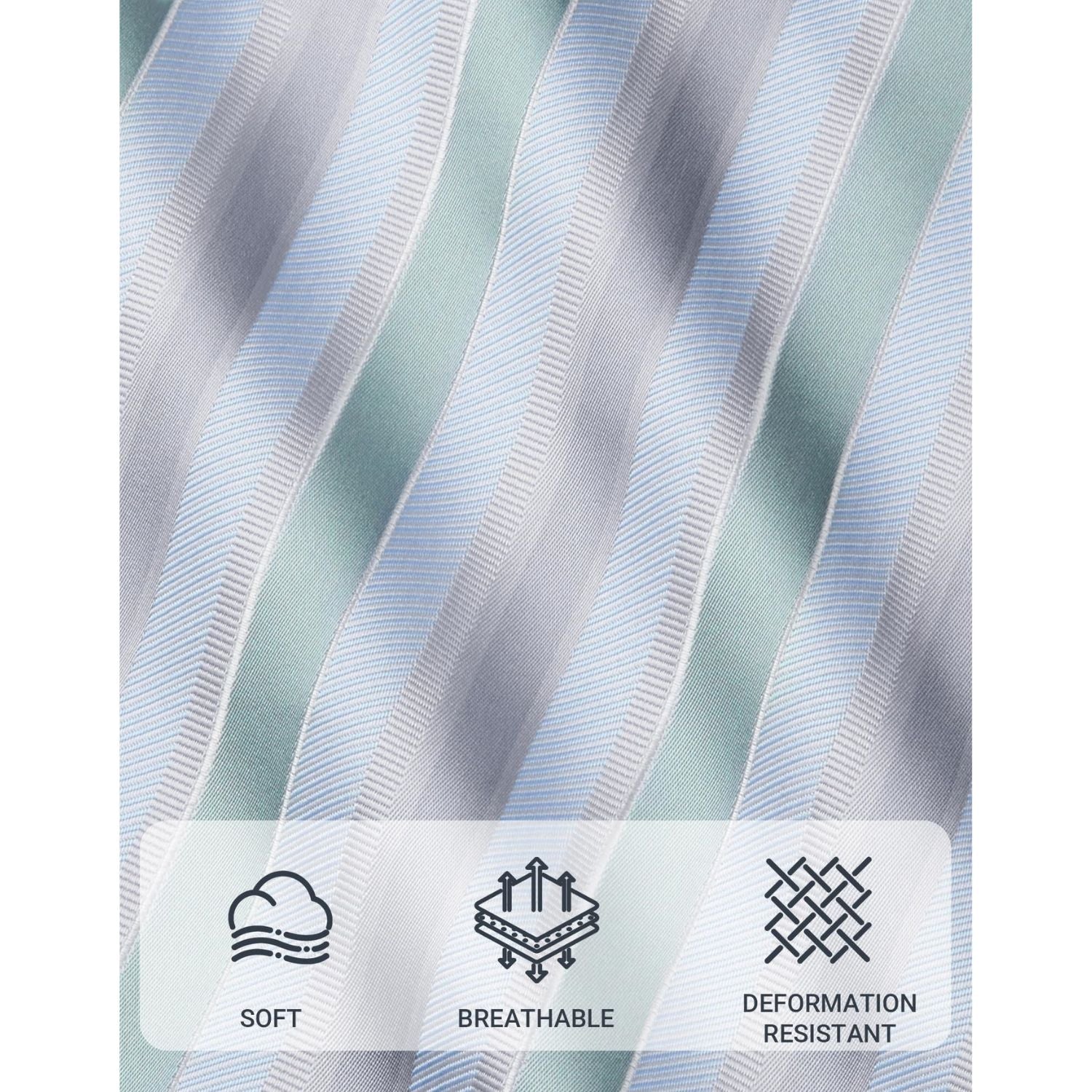 Hisdern Grey Striped Business Accessories Set with Cufflinks