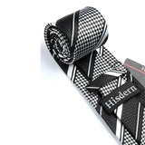Stripe Tie Handkerchief Set - BLACK/WHITE/SILVER