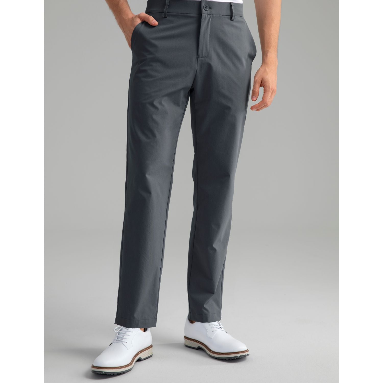 Hisdern Flex 301 Men's Stretch Dress Pants Iron Gray Classic Fit Casual Pants for All-Day Comfort