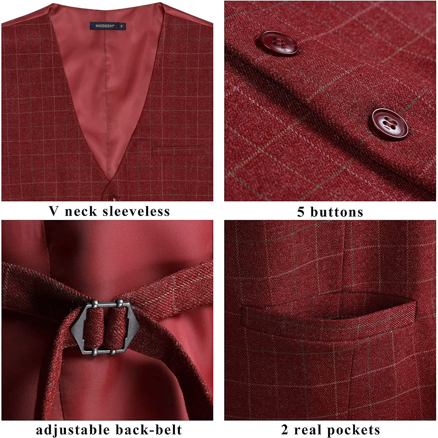 Plaid Slim Vest - A-RED