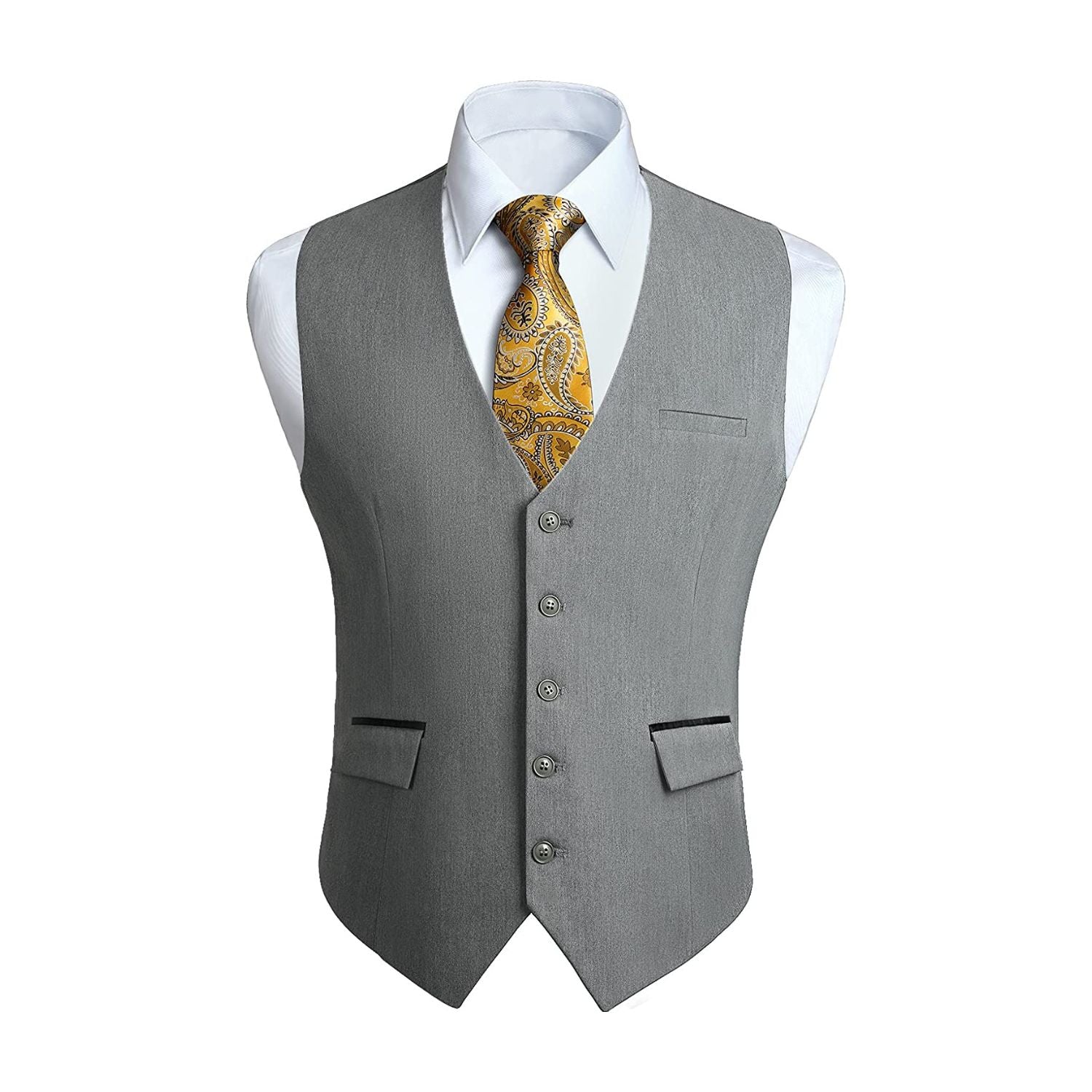 Hisdern Men's Grey Satin Suit Vest Formal Wear M Hisdern Men's Grey Satin Suit Vest Formal Wear M